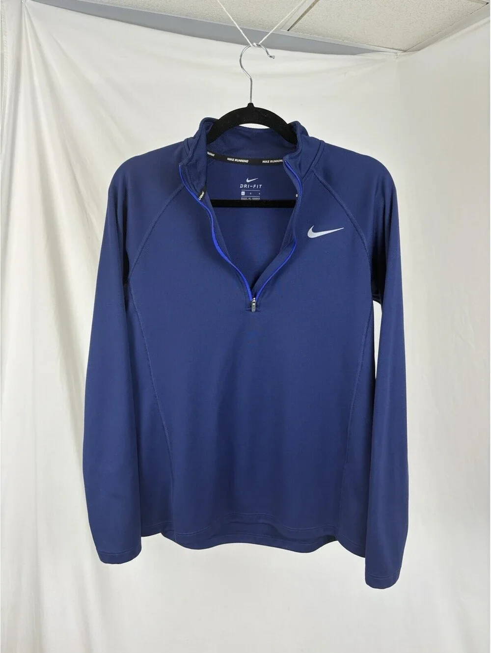 Royal Blue Nike Swoosh Dry Fit Quarter Zip Pullover Women’s Size Large L